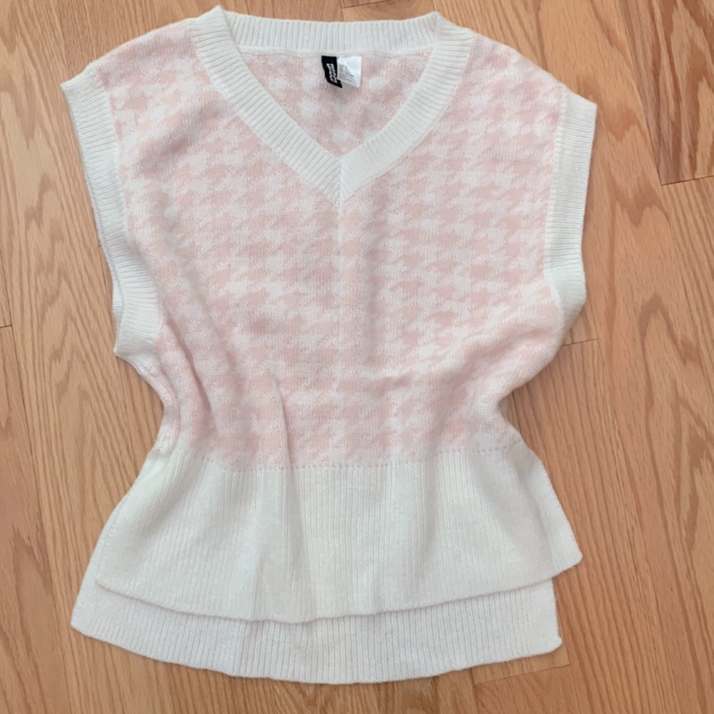 cute light pastel pink white vest